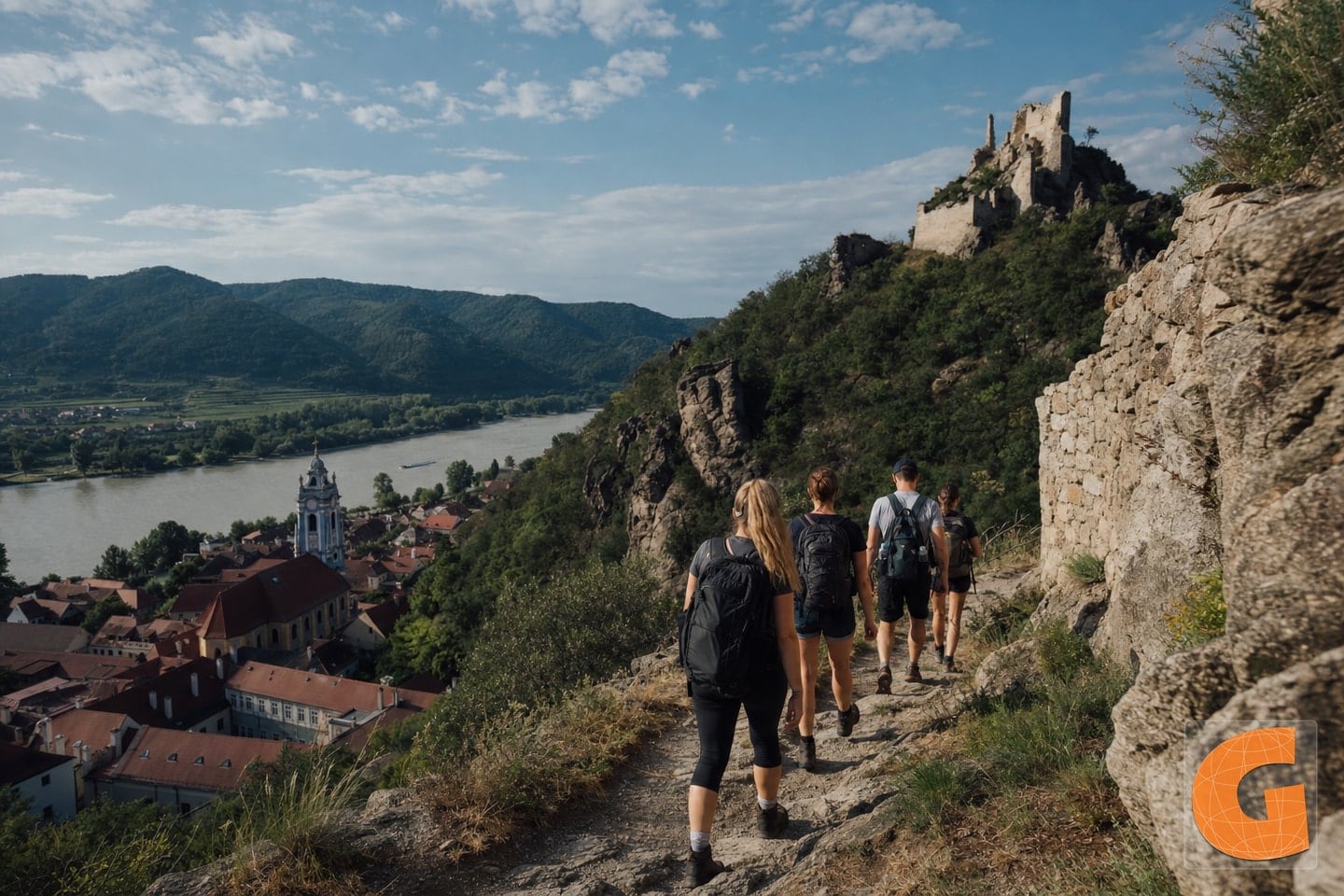 Ruinen und Donaupanorama von Dürnstein