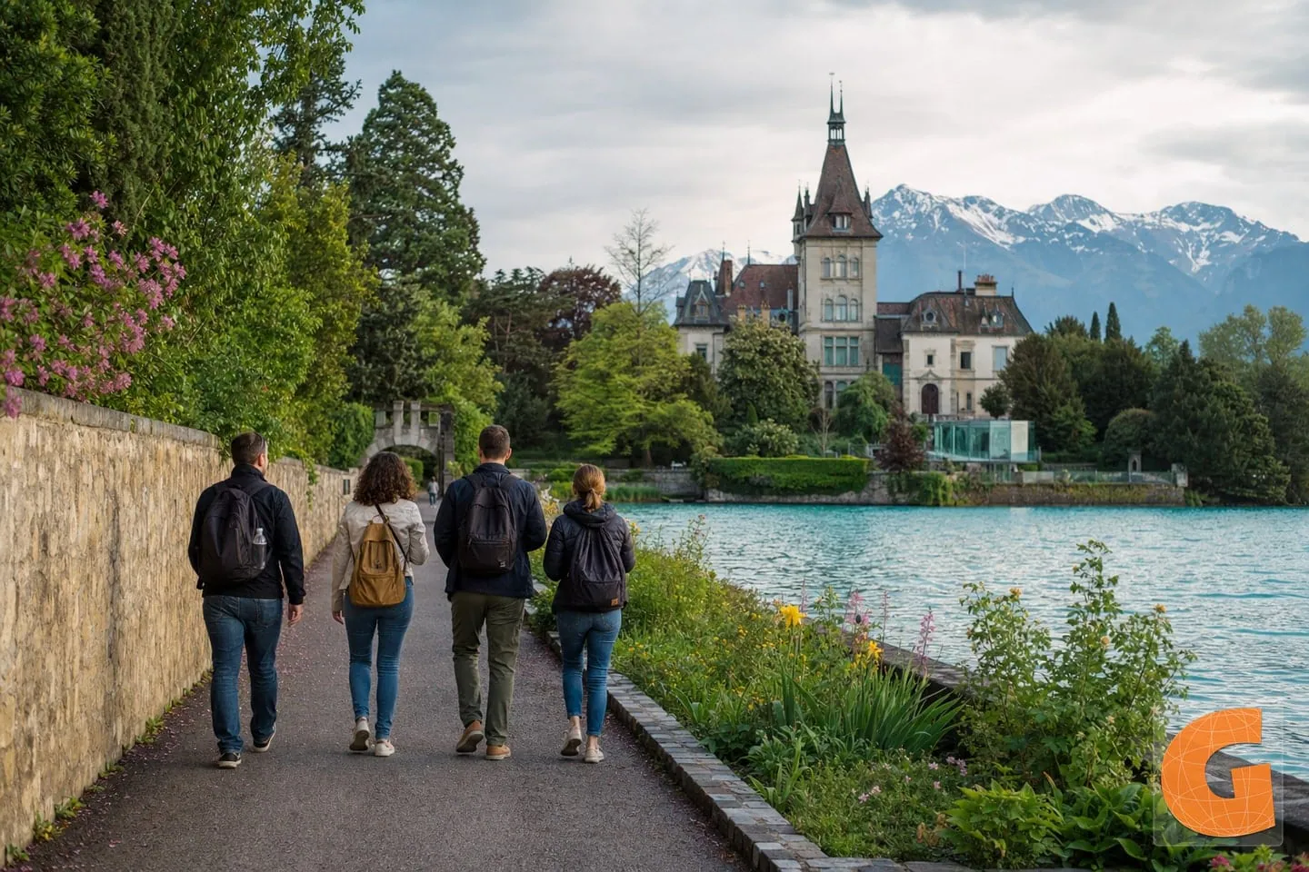 Walk along Thun Schadaupark and Lake Thun shore